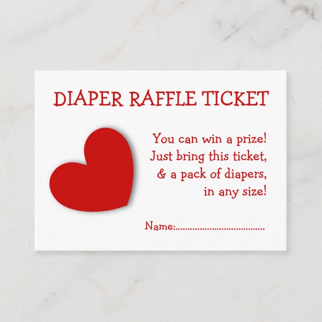 Carte D'accompagnement Billet de rabat raffle mignon Coeur neutre genre (Devant)