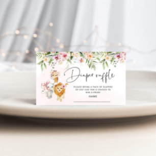 Carte D'accompagnement Billet de tirage au sort pour filles Safari animau