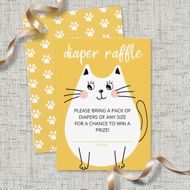 Carte D'accompagnement Billet de tirage de tombola de chats mignon blanc (Créateur téléchargé)