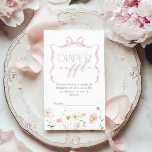 Carte D'accompagnement Billet de tirage de tombole Fleur sauvage Pink Bow