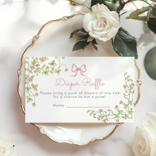 Carte D'accompagnement Billet de tirage de tombole Fleur sauvage Pink Bow