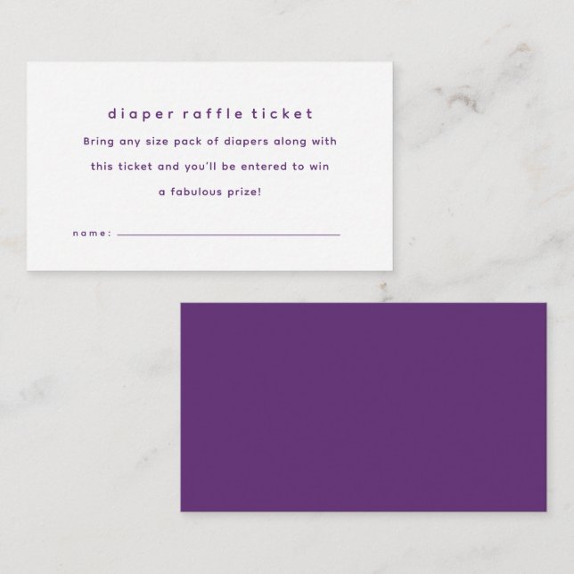 Carte D'accompagnement Billet de tirage simple baby shower violet (Devant / Derrière)