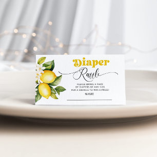 Carte D'accompagnement Billet de tombola baby shower citron