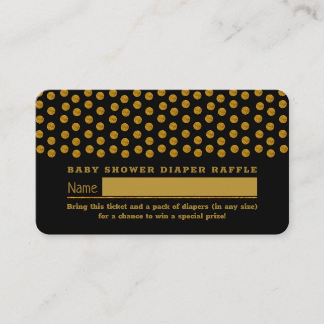 Carte D'accompagnement Billet de tombola couche noir et or à pois (Devant)