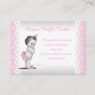 Carte D'accompagnement Billet de tombola couche rose pour bébé fille Ador