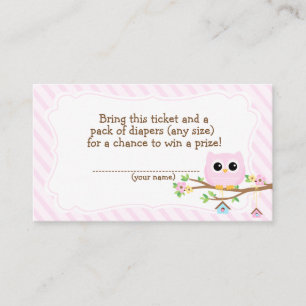 Carte D'accompagnement Billet de tombola de couche-culotte de rose de