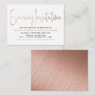 Carte D'accompagnement Billet d'événement du soir Rose moderne Gold Foil 