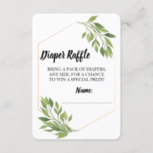 Carte D'accompagnement Billet Diaper Raffle verdure Baby shower élégant
