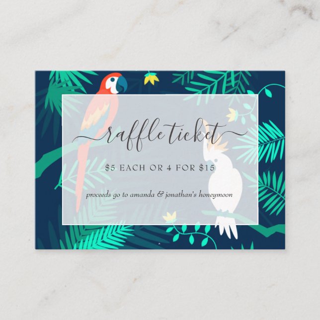Carte D'accompagnement Billet Exotic Tropical Fête des mariées Raffle (Devant)