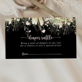 Carte D'accompagnement Billet Fleur sauvage de chaudière noire Boho vert