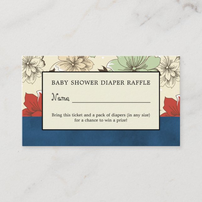 Carte D'accompagnement Billet Floral Boho-Chic, Raffle de couche (Devant)