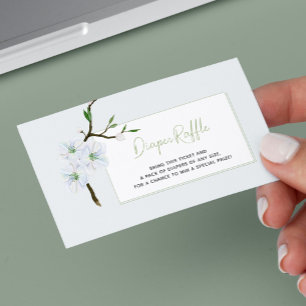 Carte D'accompagnement Billet garçon de tombole de la couche fleurie bleu