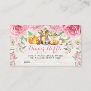 Carte D'accompagnement Billet Gir Woodland Rose Floral Baby Diaper Raffle