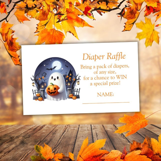 Carte D'accompagnement Billet Halloween Little Boo Ghost Diaper Raffle (Créateur téléchargé)