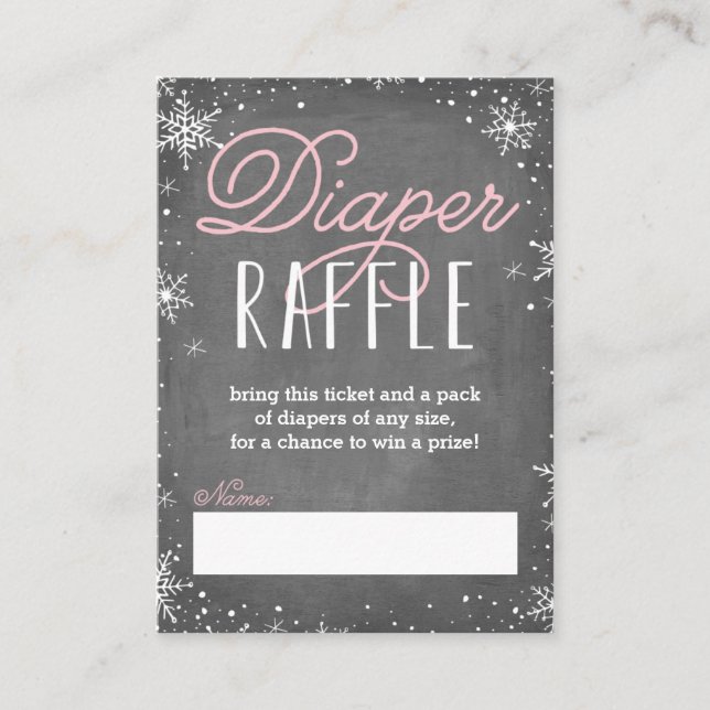 Carte D'accompagnement Billet hiver Snowflake rose Bébé Déchets Raffle (Devant)