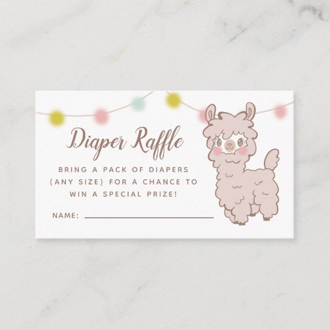 Carte D'accompagnement Billet Llama Baby shower au rabat (Devant)