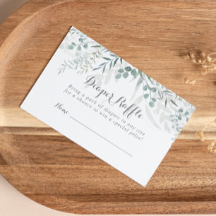 Carte D'accompagnement Billet minimaliste à feuilleté vert Eucalyptus