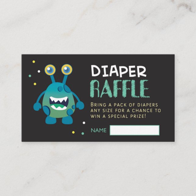 Carte D'accompagnement Billet Monster Diaper Raffle (garçon) (Devant)