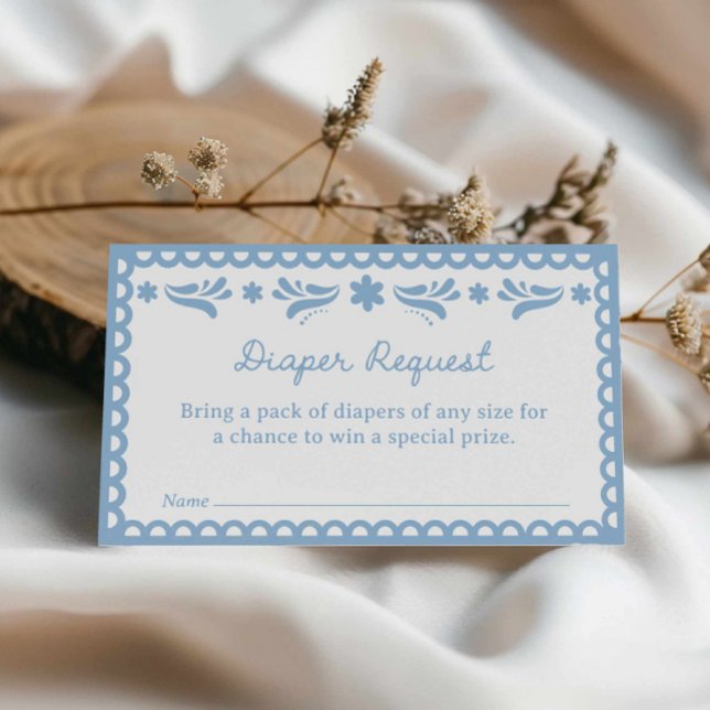 Carte D'accompagnement Billet papier bleu Picado Déchets (Blue Cielito Lindo Diaper Request Card)