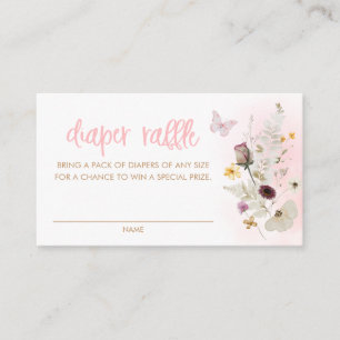 Carte D'accompagnement Billet Papillon et Fleur sauvage à rabat rose