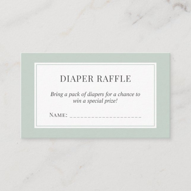 Carte D'accompagnement Billet Pastel Sage Green Baby shower Reflets Refle (Devant)