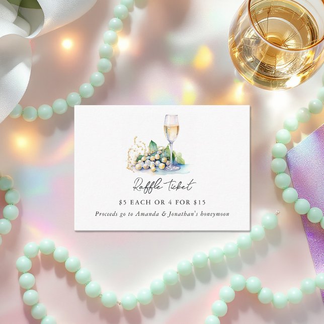 Carte D'accompagnement Billet Perles et Fête des mariées de poursuites (Pearls and Prosecco Bridal Shower Raffle Ticket Enclosure Card)