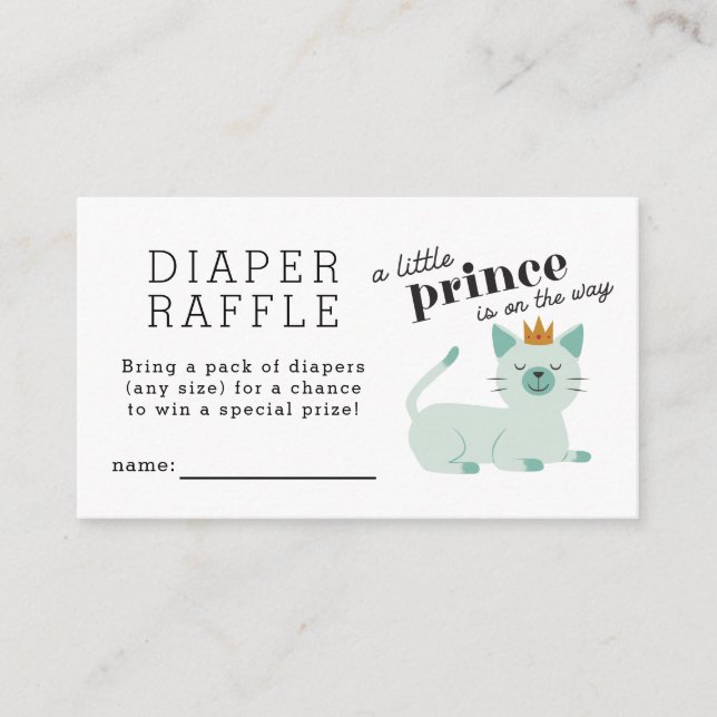 Carte D'accompagnement Billet Prince Chat Baby shower Déchets (Devant)
