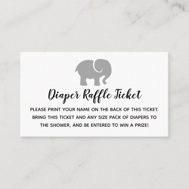Carte D'accompagnement Billet rabat à couches pour éléphants gris et blan (Devant)