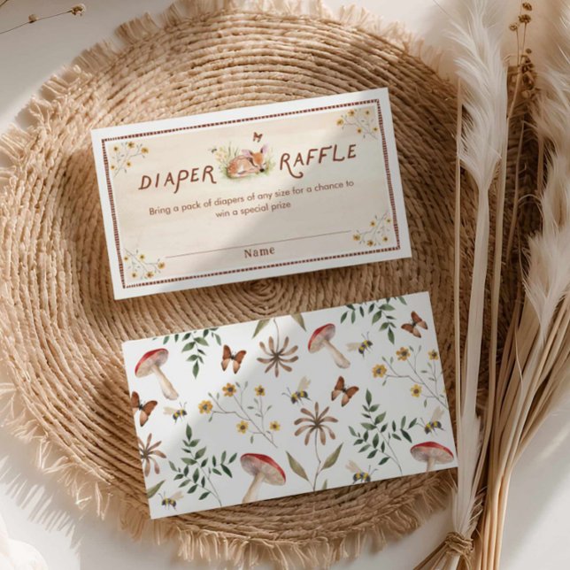 Carte D'accompagnement Billet rabat au Baby shower forestier (Rustic Woodland Deer Diaper Raffle Ticket)