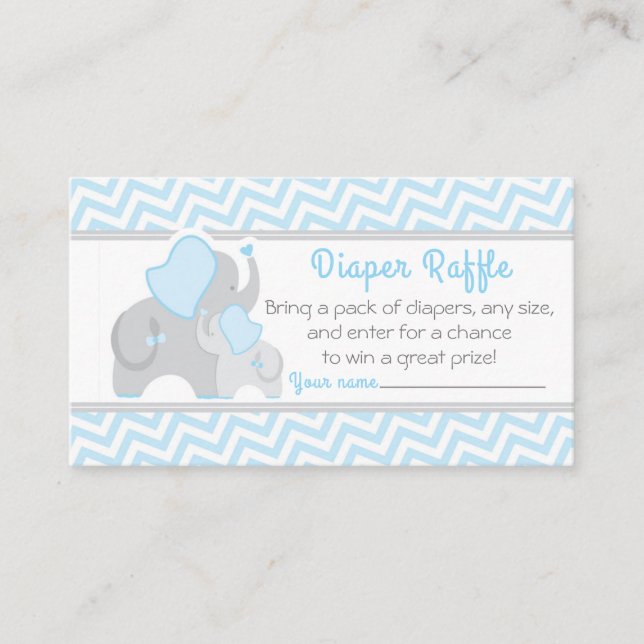 Carte D'accompagnement Billet rabat Baby shower éléphant bleu (Devant)