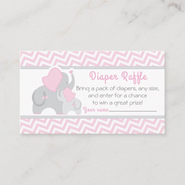 Carte D'accompagnement Billet rabat Baby shower éléphant rose (Devant)