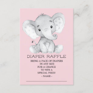 Carte D'accompagnement Billet rabat Baby shower fille éléphant