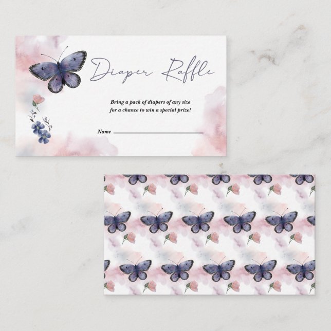 Carte D'accompagnement Billet rabat Papillon pour Baby shower (Devant / Derrière)