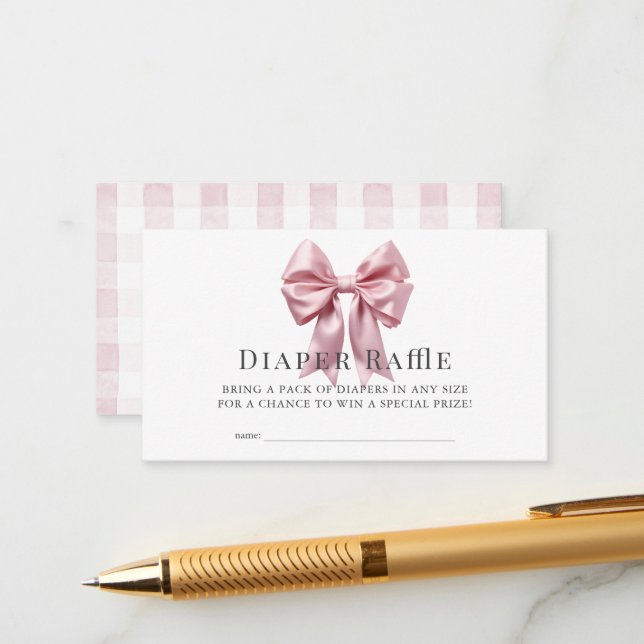 Carte D'accompagnement Billet Ribbon de fille de bimoteur rose bimoteur r (Devant/Arrière en situation)