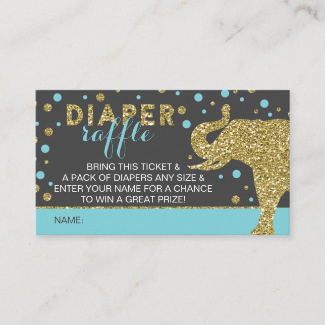 Carte D'accompagnement Billet Safari Diaper Raffle, Aqua, Parties scintil (Devant)