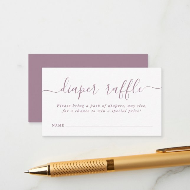 Carte D'accompagnement Billet simple Baby shower de rabat raffle Mauve (Devant/Arrière en situation)