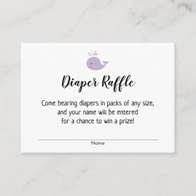 Carte D'accompagnement Billet simple Baby shower de roussettes, Baleine (Devant)