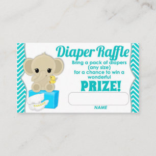 Carte D'accompagnement Billets Aqua Chevron Elephant Diaper Raffle 100pk