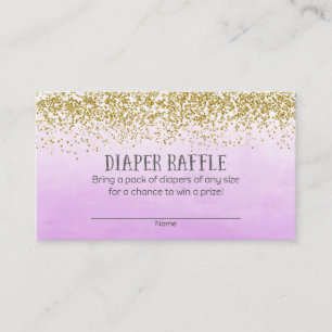Carte D'accompagnement Billets de rabat au Baby shower doré et mauve