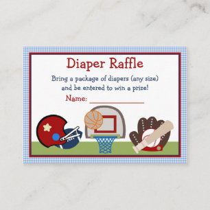 Carte D'accompagnement Billets de rabat Baby shower Diaper Sports Varsity