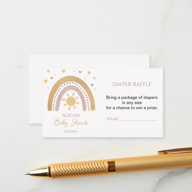 Carte D'accompagnement Billets de rabat Boho Rainbow Baby shower (Devant/Arrière en situation)