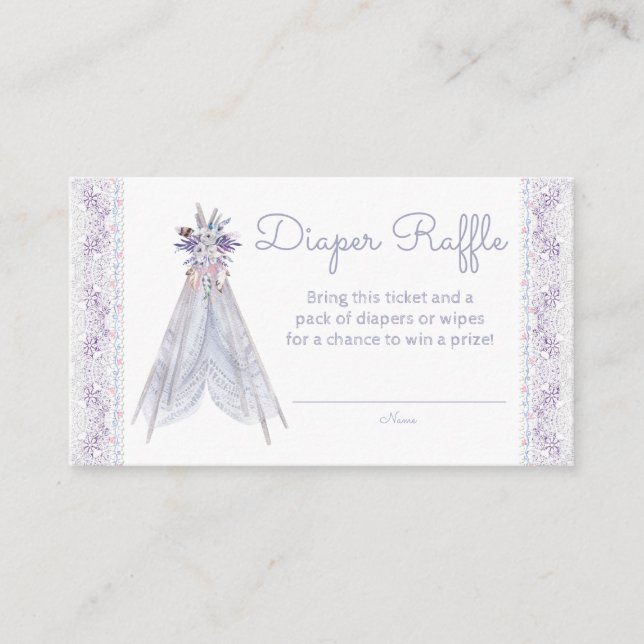 Carte D'accompagnement Billets de rabat Tribal Diaper Teepee Girls (Devant)
