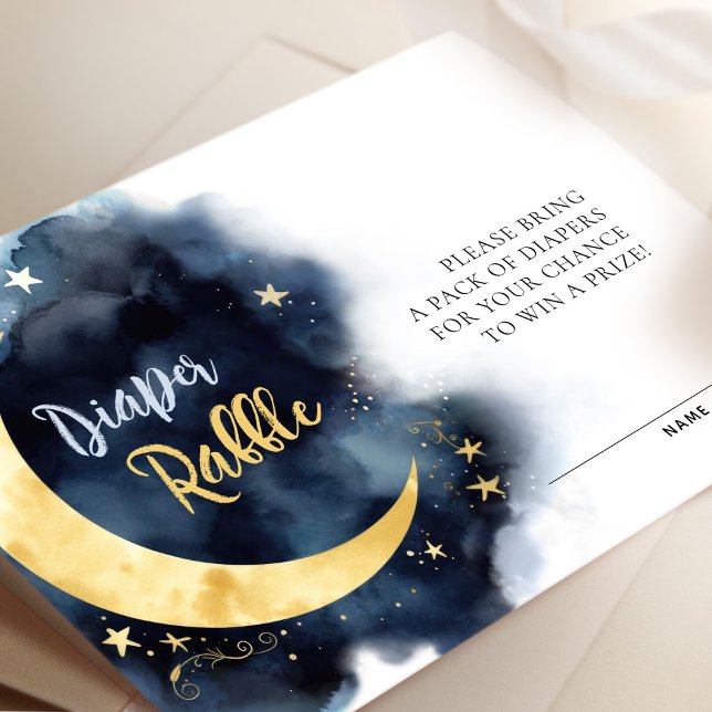 Carte D'accompagnement Billets de rousseur Lune Étoiles Aquarelle Bébé (Créateur téléchargé)