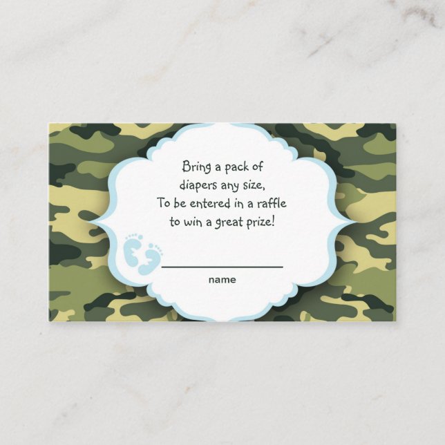 Carte D'accompagnement Billets de tombola Blue et Green Camo ou insérer d (Devant)