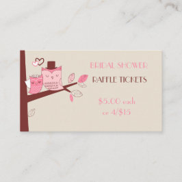 Carte D'accompagnement Billets de tombola Couple de hiboux Mariés et Mari