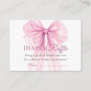 Carte D'accompagnement Billets de tombola de couches à ruban rose élégant