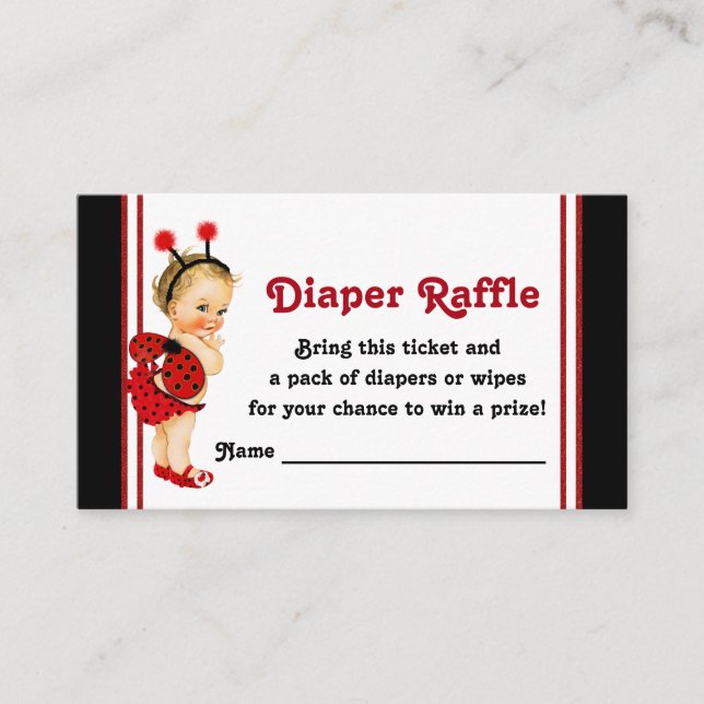 Carte D'accompagnement Billets de tombola de couches Ladybug (Devant)