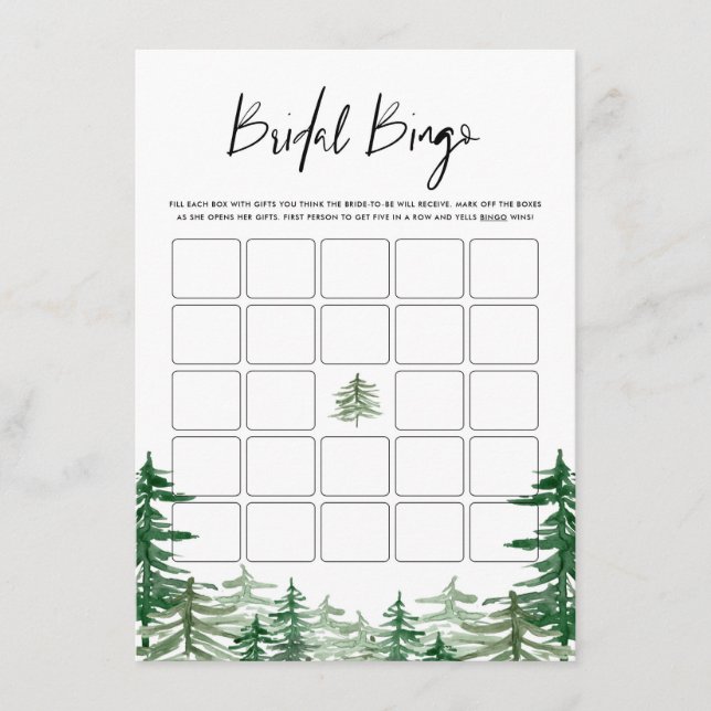 Carte D'accompagnement Bingo Fête des mariées forestière de aquarelle (Devant)