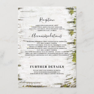 Carte D'accompagnement Birch Bark Rustic Mariage Information Invité