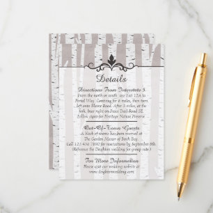 Carte D'accompagnement Birch Tree Rustic Mariage Détails / Directions